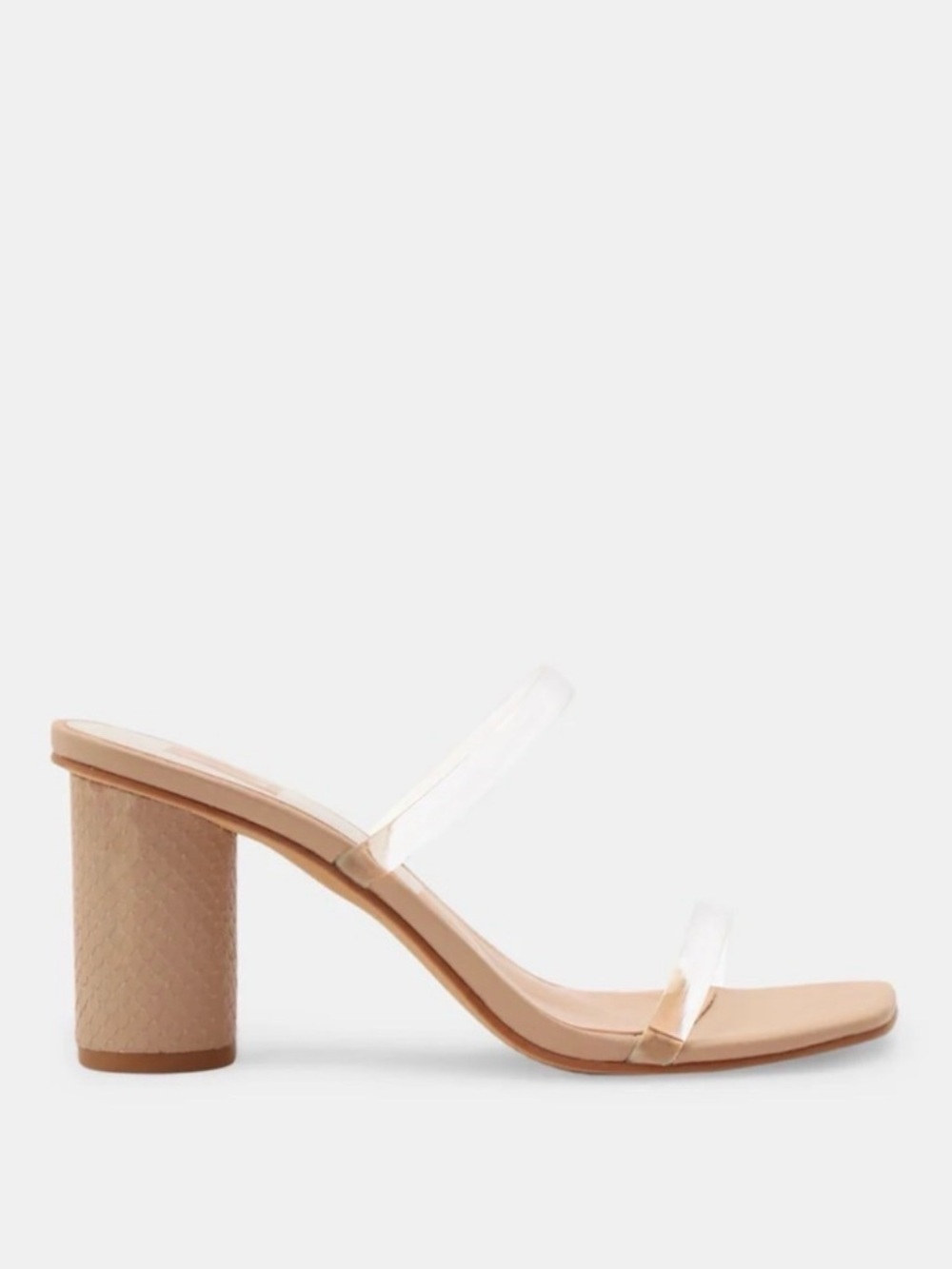 Dolce Vita Beige Nude Block Heel Mule with Clear Straps - Picture 2 of 6